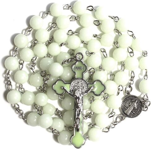 مسبحة مسبحة زجاجية كريستالية مضيئة مسبحة صليب هدايا كاثوليكية in Kuwait