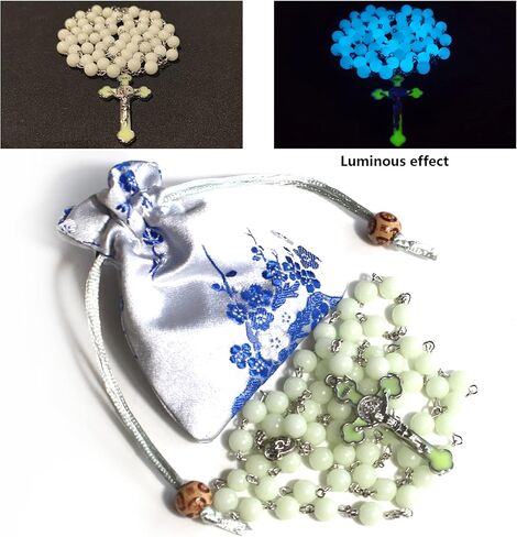 مسبحة مسبحة زجاجية كريستالية مضيئة مسبحة صليب هدايا كاثوليكية in Kuwait