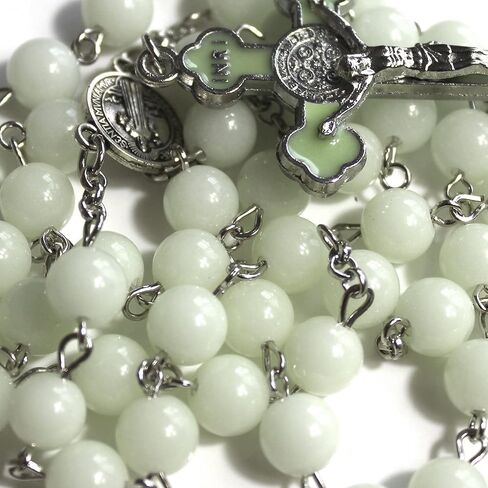 مسبحة مسبحة زجاجية كريستالية مضيئة مسبحة صليب هدايا كاثوليكية in Kuwait