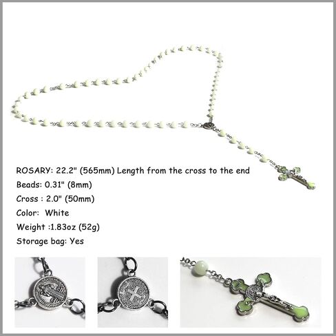 مسبحة مسبحة زجاجية كريستالية مضيئة مسبحة صليب هدايا كاثوليكية in Kuwait