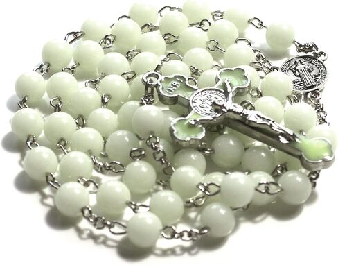 مسبحة مسبحة زجاجية كريستالية مضيئة مسبحة صليب هدايا كاثوليكية in Kuwait