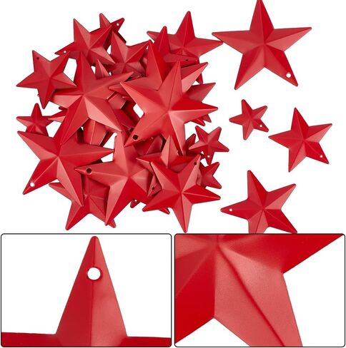 GORGECRAFT 32PCS 1/1.6/1.9/2.4 Inch Metal Star Decor Barn Star with Hole Iron Vintage Wall Arts Hanging Decors for Crafts House Christmas Independence Day Indoor Outdoor DIY Handmade Accent, Black in Saudi Arabia