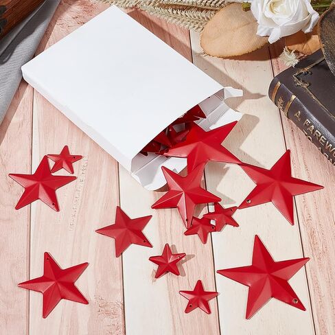 GORGECRAFT 32PCS 1/1.6/1.9/2.4 Inch Metal Star Decor Barn Star with Hole Iron Vintage Wall Arts Hanging Decors for Crafts House Christmas Independence Day Indoor Outdoor DIY Handmade Accent, Black in Saudi Arabia