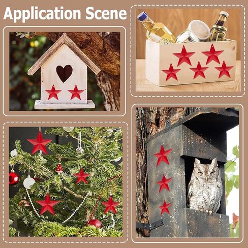 GORGECRAFT 32PCS 1/1.6/1.9/2.4 Inch Metal Star Decor Barn Star with Hole Iron Vintage Wall Arts Hanging Decors for Crafts House Christmas Independence Day Indoor Outdoor DIY Handmade Accent, Black in Saudi Arabia