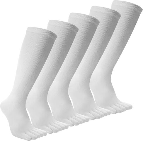 Toe Socks Athletic for Men - Women Five Finger Socks Cotton High Crew Socks for Running Sports Hiking 5 Pairs 6-12 in Saudi Arabia