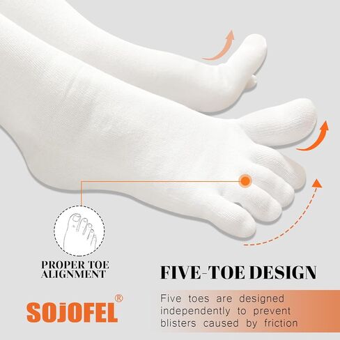 Toe Socks Athletic for Men - Women Five Finger Socks Cotton High Crew Socks for Running Sports Hiking 5 Pairs 6-12 in Saudi Arabia