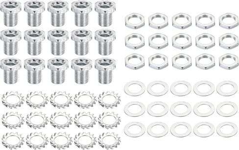 PATIKIL M10 Thread 11mm Tall Hex Hollow Screw Bolts, 4 in 1 / 60Pieces Through Hole Bolt Chandelier Fasteners with Hex Nut and Gasket in Saudi Arabia