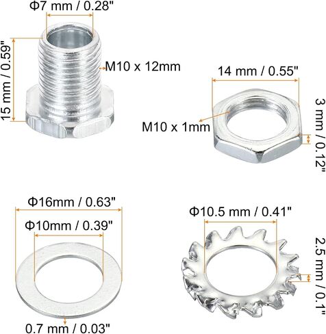 PATIKIL M10 Thread 11mm Tall Hex Hollow Screw Bolts, 4 in 1 / 60Pieces Through Hole Bolt Chandelier Fasteners with Hex Nut and Gasket in Saudi Arabia