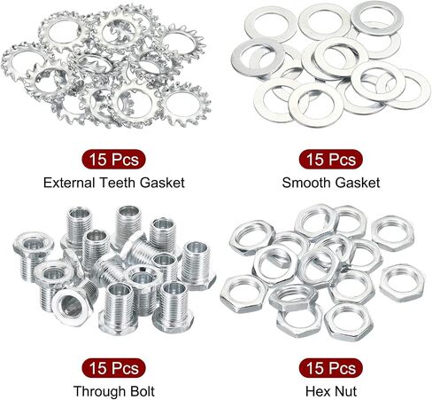 PATIKIL M10 Thread 11mm Tall Hex Hollow Screw Bolts, 4 in 1 / 60Pieces Through Hole Bolt Chandelier Fasteners with Hex Nut and Gasket in Saudi Arabia