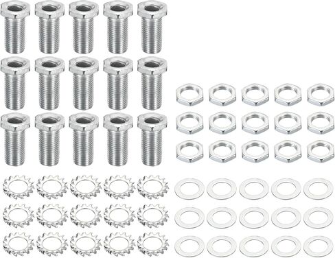 PATIKIL M10 Thread 11mm Tall Hex Hollow Screw Bolts, 4 in 1 / 60Pieces Through Hole Bolt Chandelier Fasteners with Hex Nut and Gasket in Saudi Arabia