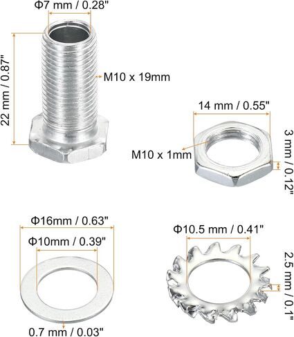 PATIKIL M10 Thread 11mm Tall Hex Hollow Screw Bolts, 4 in 1 / 60Pieces Through Hole Bolt Chandelier Fasteners with Hex Nut and Gasket in Saudi Arabia