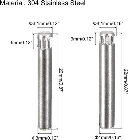 دبابيس أوتاد من الفولاذ المقاوم للصدأ 304 من uxcell، 20 قطعة 1.6 × 3 مم و20 قطعة 2.1 × 3 مم دبابيس وتد ذات رأس مسطح مشطوب، دعم أوتاد رف السرير ودعم الأرفف وعناصر التثبيت in Saudi Arabia
