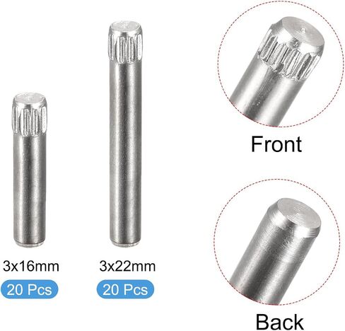 دبابيس أوتاد من الفولاذ المقاوم للصدأ 304 من uxcell، 20 قطعة 1.6 × 3 مم و20 قطعة 2.1 × 3 مم دبابيس وتد ذات رأس مسطح مشطوب، دعم أوتاد رف السرير ودعم الأرفف وعناصر التثبيت in Saudi Arabia