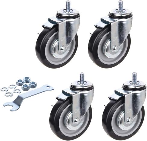[T-REX CASTER] Easy Install, 3inch Heavy Duty Casters, All Swivel 1/2-13UNC *1 Stem Caster with Polyurethane Wheel. Load Capacity - 750 Lbs Per Caster (Pack of 4) Unversal Fit. T503S-2(D/B) LN in Saudi Arabia