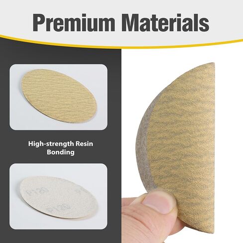 3 Inch Sanding Disc 50 PCS Gold Hook and Loop No Hole Sanding Discs 220 Grit Aluminum Oxide Orbital Sander Sandpaper for Wood Auto Body Paint Metal Polishing Use in Saudi Arabia