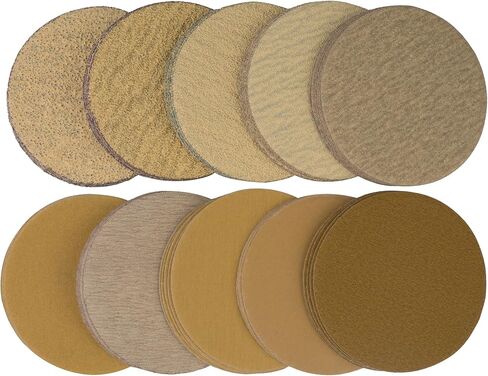 3 Inch Sanding Disc 50 PCS Gold Hook and Loop No Hole Sanding Discs 220 Grit Aluminum Oxide Orbital Sander Sandpaper for Wood Auto Body Paint Metal Polishing Use in Saudi Arabia