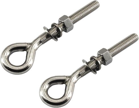 2Pcs M14 Stainless Steel Eye Bolt with Nut and Washers Long Shank Threaded Rod Ringbolt Closed Ring Eyelet Bolt in Saudi Arabia