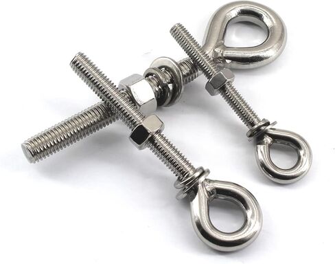2Pcs M14 Stainless Steel Eye Bolt with Nut and Washers Long Shank Threaded Rod Ringbolt Closed Ring Eyelet Bolt in Saudi Arabia