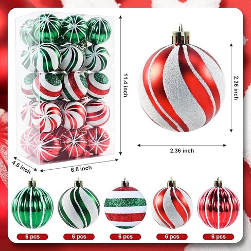 Christmas Balls Ornaments for Xmas Tree- 30Pcs Shatterproof Christmas Tree Decorations, 2.36" Hanging Balls Muti-color Christmas Ball Ornaments Set for Holiday Party Decoration Perfect Super Bulbs in Saudi Arabia