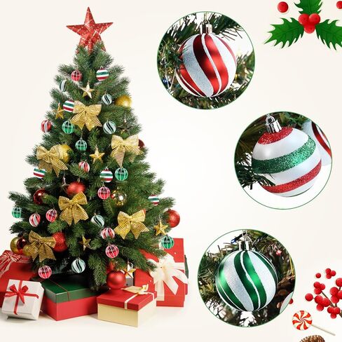 Christmas Balls Ornaments for Xmas Tree- 30Pcs Shatterproof Christmas Tree Decorations, 2.36" Hanging Balls Muti-color Christmas Ball Ornaments Set for Holiday Party Decoration Perfect Super Bulbs in Saudi Arabia