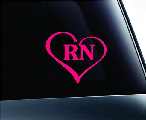 ExpressDecor Heart with Rn Text Nurse Hospital Love Life Symbol Decal Family Love Car Truck Sticker Window (Pink) in Saudi Arabia