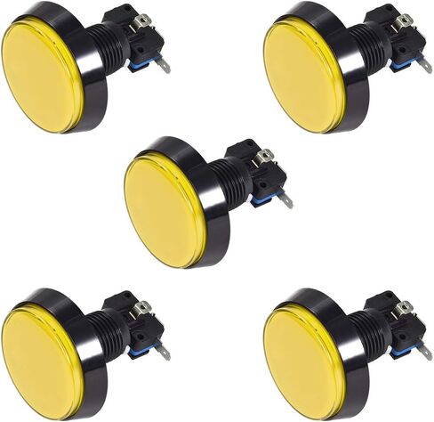 uxcell Game Push Button 60mm Round 12V LED Illuminated Push Button Switch with Micro Switch for Arcade Video Games White 5pcs in Saudi Arabia