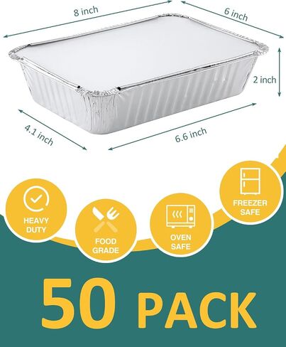 60 Pack 6x3.5x2 Disposable Aluminum Loaf Pans with Lids- NEEBAKE-Small-Aluminum-Foil-Pans-Tin-Foil-Baking-Pans-Tin-Trays-Food-Containers-for-Baking-Cakes-Bread-Meat-Loaves in Saudi Arabia
