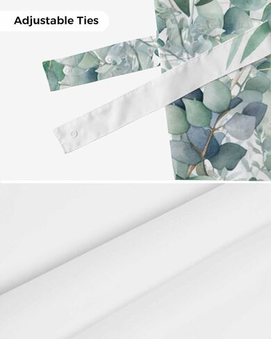 DecorLovee Blue Teal Eucalyptus Leaves Tie Up Valances for Windows, Spring Floral Kitchen Curtains Valance Window Shade, Summer Botanical Rod Pocket Treatment Curtains for Living Room/Bedroom 54"x18" in Saudi Arabia