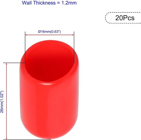 20PCS ID16mm(5/8") Black PVC Rubber End Caps, Vinyl Flexible End Caps, Round Pipe End Caps, Bolt Thread Protector Safety Caps in Saudi Arabia