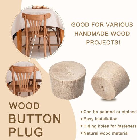 uxcell 100Pcs Flat Head Wood Plugs, 1-3/8 Inch Wooden Button Screw Plug Wood Plugs Screw Hole Covers for Furniture Tables Chairs in Saudi Arabia