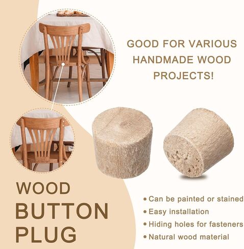 uxcell 100Pcs Flat Head Wood Plugs, 1-3/8 Inch Wooden Button Screw Plug Wood Plugs Screw Hole Covers for Furniture Tables Chairs in Saudi Arabia
