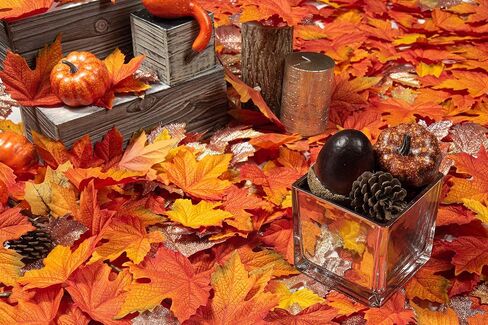 120 Pcs Fake Fall Maple Leaves Assorted Color Silk Artificial Autumn Leaf for Thanksgiving, Halloween Wedding Party Home Kitchen Table Decor in Kuwait