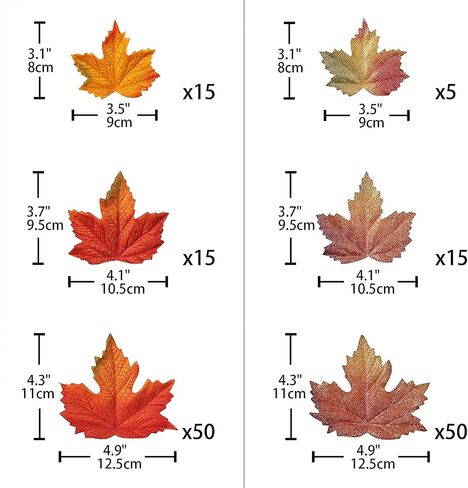 120 Pcs Fake Fall Maple Leaves Assorted Color Silk Artificial Autumn Leaf for Thanksgiving, Halloween Wedding Party Home Kitchen Table Decor in Kuwait