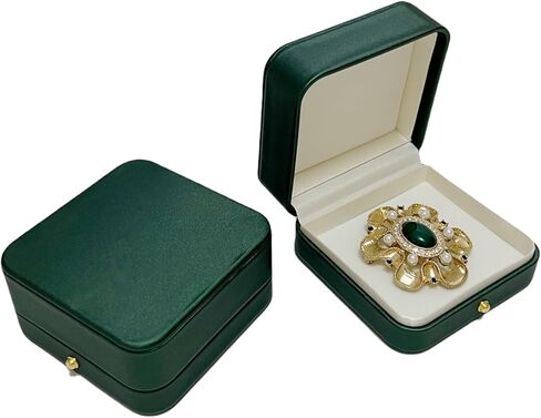 Brooch Pin Jewelry Box Case Green PU Leather For Presentation Storage Premium Grade in Saudi Arabia