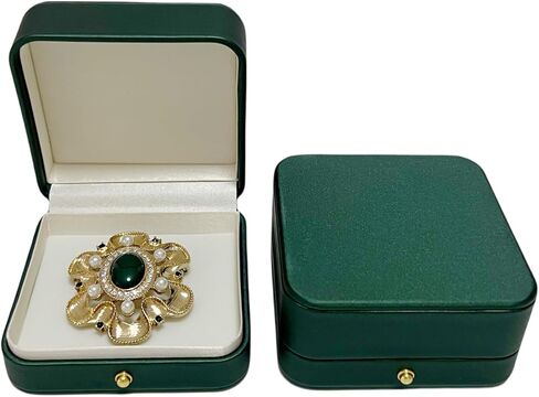 Brooch Pin Jewelry Box Case Green PU Leather For Presentation Storage Premium Grade in Saudi Arabia