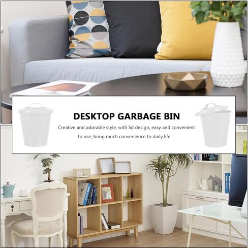 Stainless Steel Trash Cans with Lids, Desktop Waster Basket Outdoor Dog Poop Garbage Can Farmhouse Retro Metal Waste Bin for Bathroom Bedroom Garden Yard in Kuwait