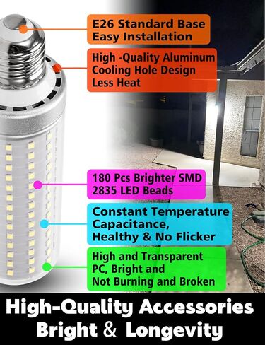 E26/E27 200W Equivalent LED Corn Light Bulb, 20W 3000LM Non Dimmable 6000K Daylight White, Bright High Output E26 Medium Base LED Bulb for Candelabra Ceiling Fan Home Garage Warehouse Indoor,1 Pack in Saudi Arabia