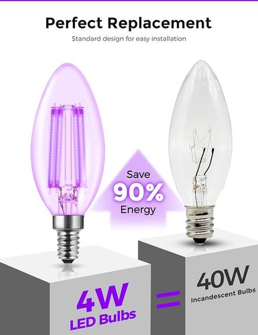 DORESshop LED Candle Purple Light Bulb - 4W (40Watt Equivalent) - E12 Base Purple LED Purple Bulb, Party Decoration, Porch, Home Lighting, Holiday Lighting, Chandelier Light Bulbs, Candelabra Bulbs in Saudi Arabia