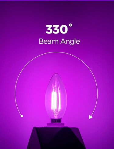 DORESshop LED Candle Purple Light Bulb - 4W (40Watt Equivalent) - E12 Base Purple LED Purple Bulb, Party Decoration, Porch, Home Lighting, Holiday Lighting, Chandelier Light Bulbs, Candelabra Bulbs in Saudi Arabia