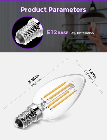 DORESshop LED Candle Purple Light Bulb - 4W (40Watt Equivalent) - E12 Base Purple LED Purple Bulb, Party Decoration, Porch, Home Lighting, Holiday Lighting, Chandelier Light Bulbs, Candelabra Bulbs in Saudi Arabia