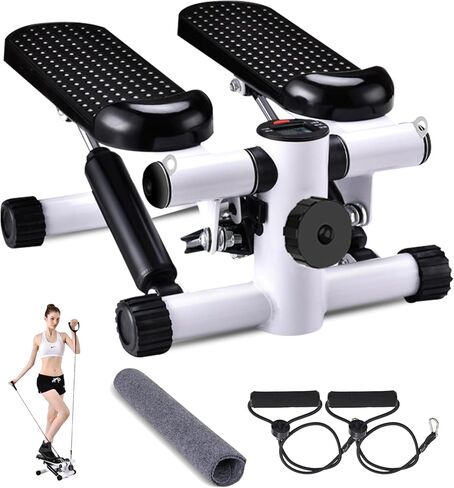 JUMPMKT Steppers for Exercise, Mini Stepper with LCD Monitor & Resistance Bands, Gym Fitness Stair Stepper for Home Workout, Legs Arm Full Body Training in Kuwait