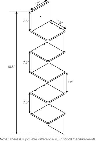 Furinno Rossi 5-Tier Wall Mount Floating Corner Square Shelf, Columbia Walnut in Kuwait