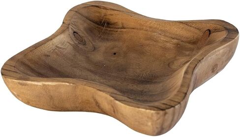 Wooden Dough Bowl - Natural Wooden Decorative Bowl for Farmhouse Table - Dining Table Centerpiece Decor, Wavy Wooden Bowl Ideal for Snacks, Fruit, Candy, Bread - Cosmetics, and Keys in Saudi Arabia