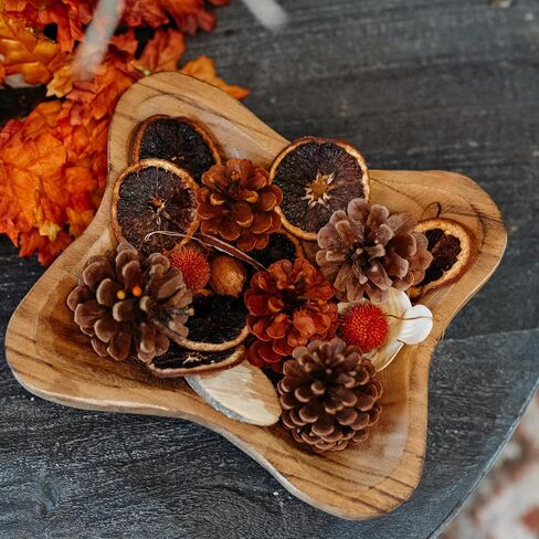 Wooden Dough Bowl - Natural Wooden Decorative Bowl for Farmhouse Table - Dining Table Centerpiece Decor, Wavy Wooden Bowl Ideal for Snacks, Fruit, Candy, Bread - Cosmetics, and Keys in Saudi Arabia