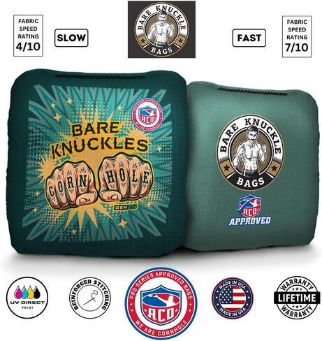Deadeye ACO Approved Cornhole Bags by Bare Knuckle Bags Toss Professional Bean Dual Sided Bag for Indoor Outdoor Slick & Stick Pack of 4 in Saudi Arabia