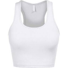 FashionMille Women's Scoop Neck Workout and Training Basic Sleeveless Racerback Crop Sports Active Camis Tanks Top