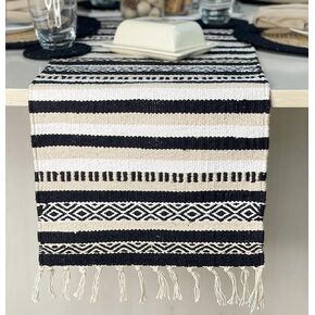CHARDIN HOME Black, Cream, White Boho Placemats (Set of 4) | Cotton Farmhouse Placemats 13x19 Inches| Machine Washable, Durable and Easy to Combine