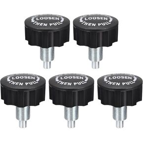 uxcell Pull Pin Spring Knob Replacement Parts, M18 Adjustment Fitness Pull Pin Knob for Home Fitness Exercise Bike, Black 5Pcs