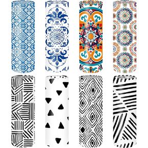 8-Pack Car Tissue Cylinders - Colorful Abstract Geometric Patterns, Fits Cup Holders, Travel Tissue Tubes with Facial Tissues (Modern Design)