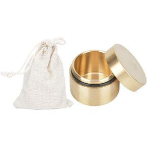 Brass Pill Case, Waterproof Sealed Pill Fob Holder Medicine Organizer Portable Round Jewelry Container Storage Box with Cloth Bag for Outdoor Hiking Camping Travel(Small)